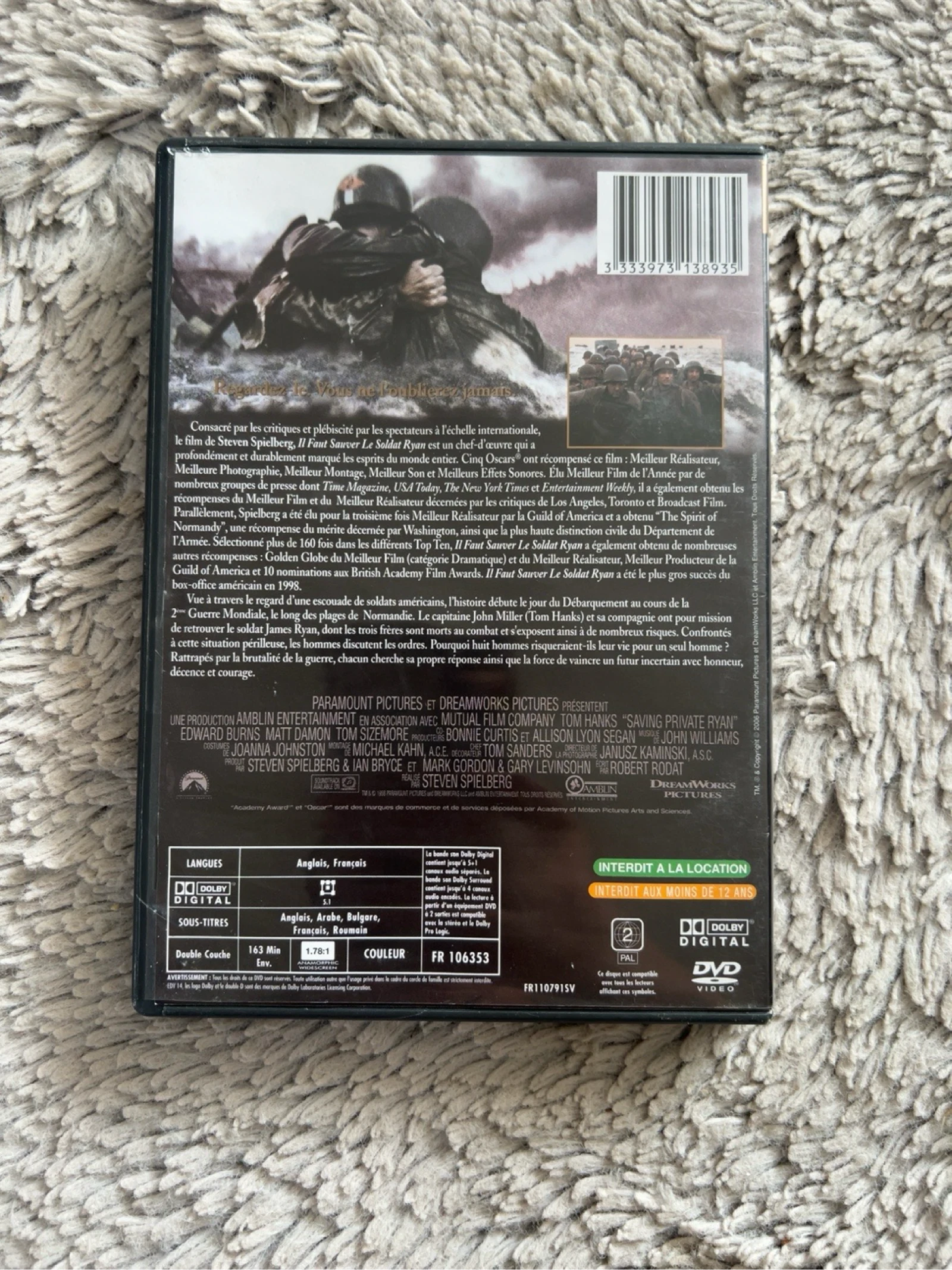 DVD Il faut sauver le Soldat Ryan – Tom Hanks – Steven Spielberg – Film de Guerre – Très bon état – photo 2